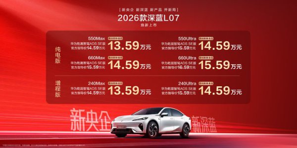 新款深蓝 L07 把华为乾崑智驾的门槛拉低到了 13.59 万元
